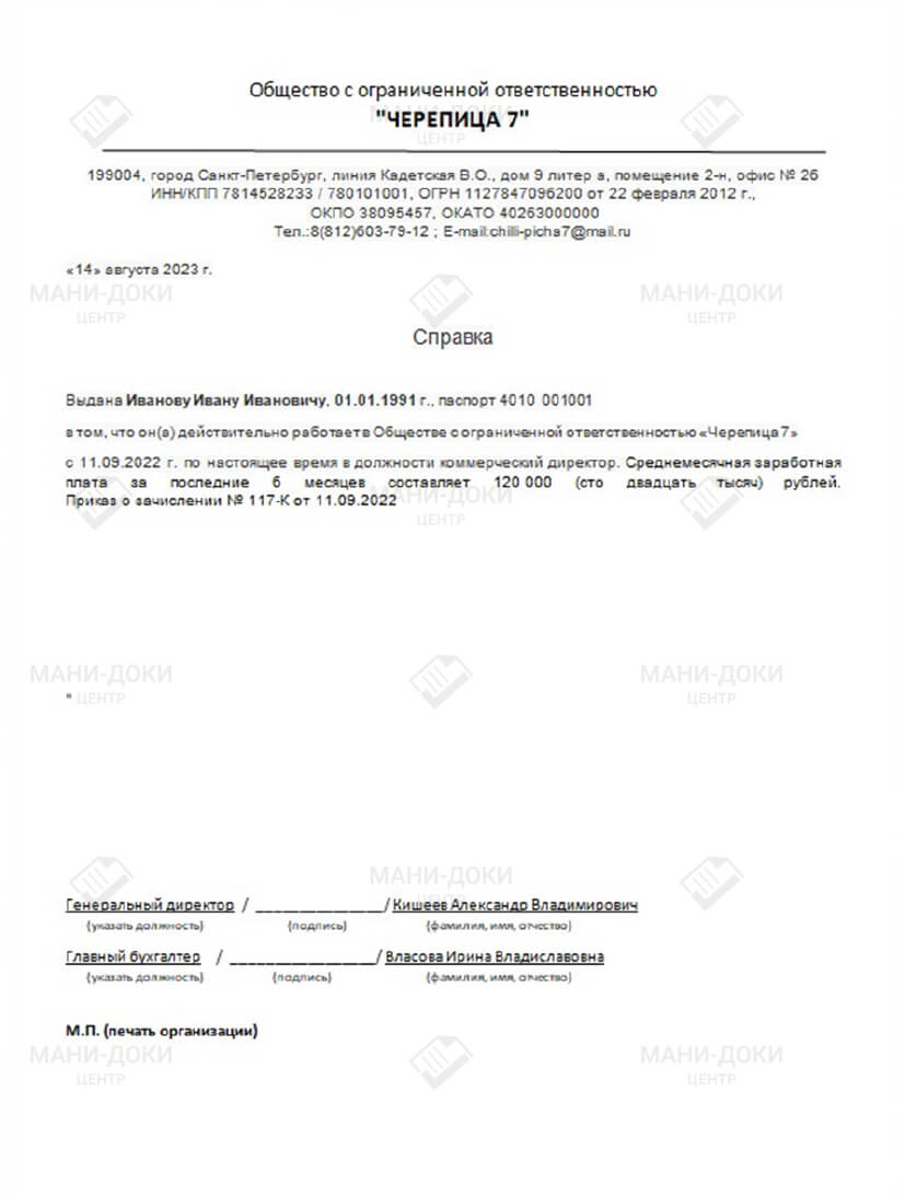 образец справки с места работы для визы справка с места работы для визы